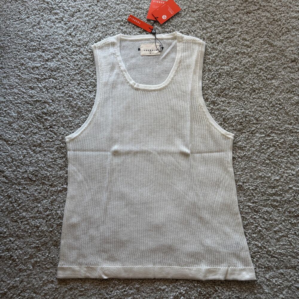 Men's YoungLA  3048 Crochet Tank, NWT XL White